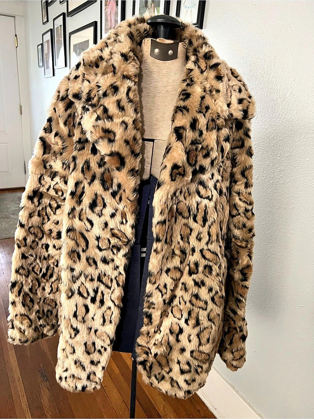 French Connection Leopard Print Teddy Jacket Size M